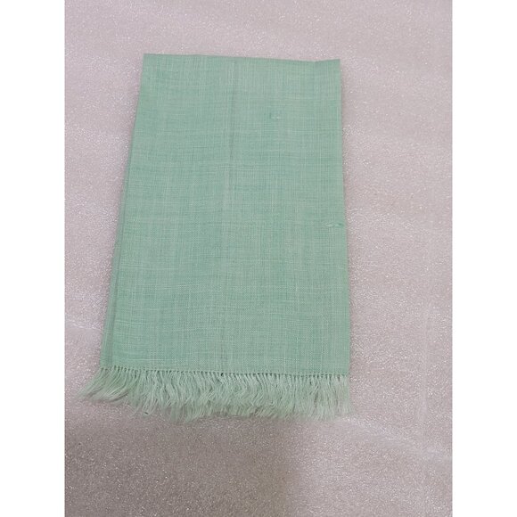 Vintage Linen Tea Towel Fingertip Fringed Embroidered Man Woman Mint Green - Picture 2 of 7